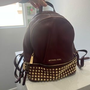 Michael Kors Rhea Zip Small Studded Backpack Merlot